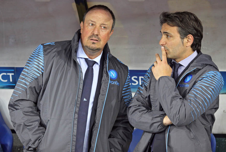 Rafael Benitez and Fabio Pecchia of SSC Napoli